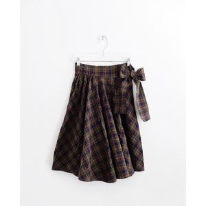 Lilith Purple Green Plaid Full Tie Over Skirt XS